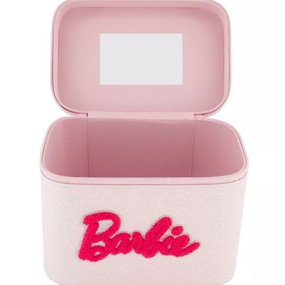 Barbie Pink Glitter Large Vanity Case w/Mirror - Picture 3 of 13